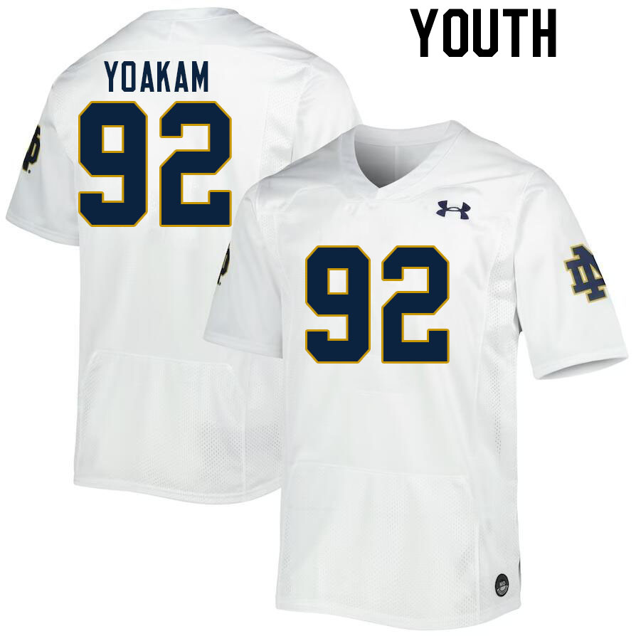 Youth #92 Zac Yoakam Notre Dame Fighting Irish College Football Jerseys Stitched-White